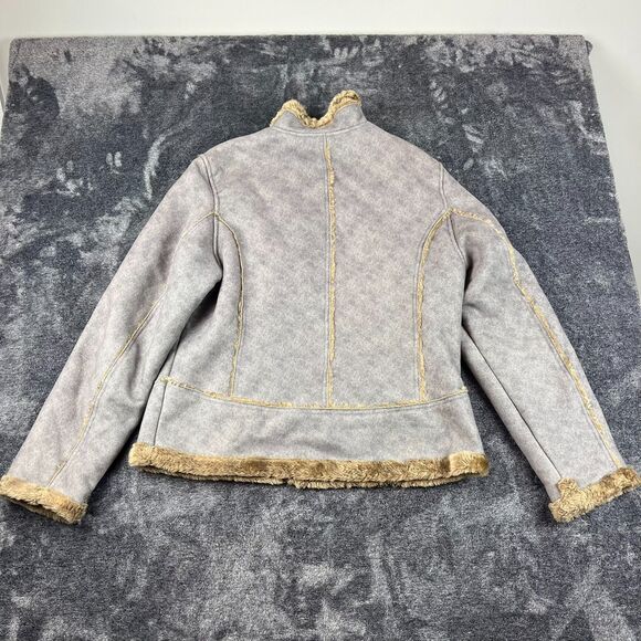 Vtg Cabela's Suede Mock Neck Faux Fur Lined Full Zip Jacket Brown XL Regular - Picture 10 of 12